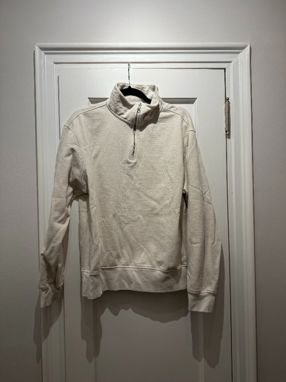 Zara Cotton Quarter Zip Large Cream
